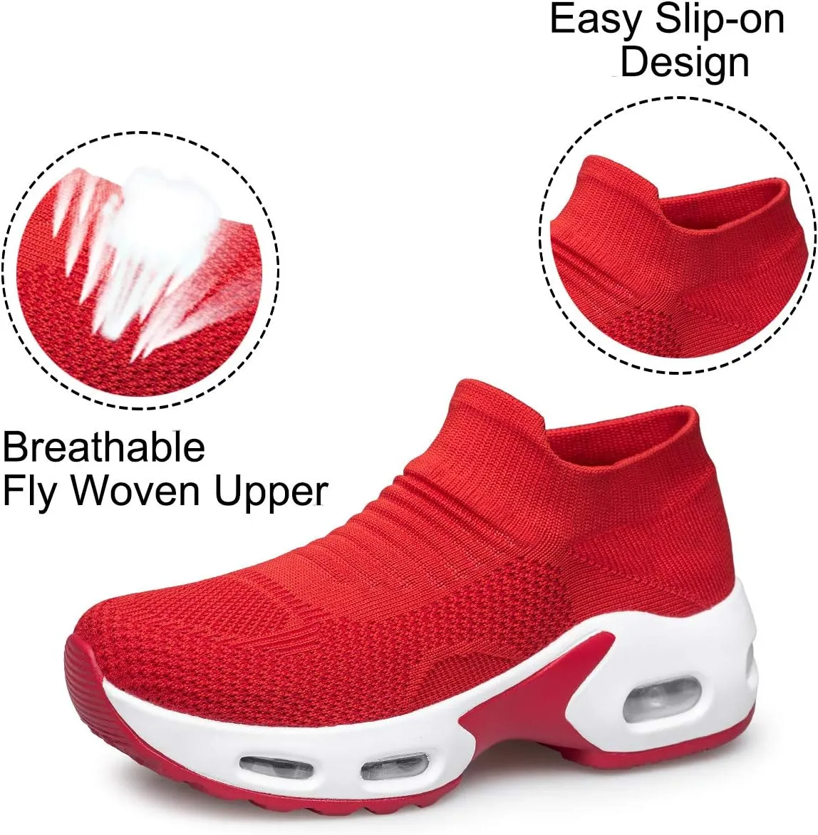 YHOON Women's Walking Shoes Slip-on - Sock Sneakers Ladies Nursing Work Air Cushion Mesh Casual Running Jogging Shoes