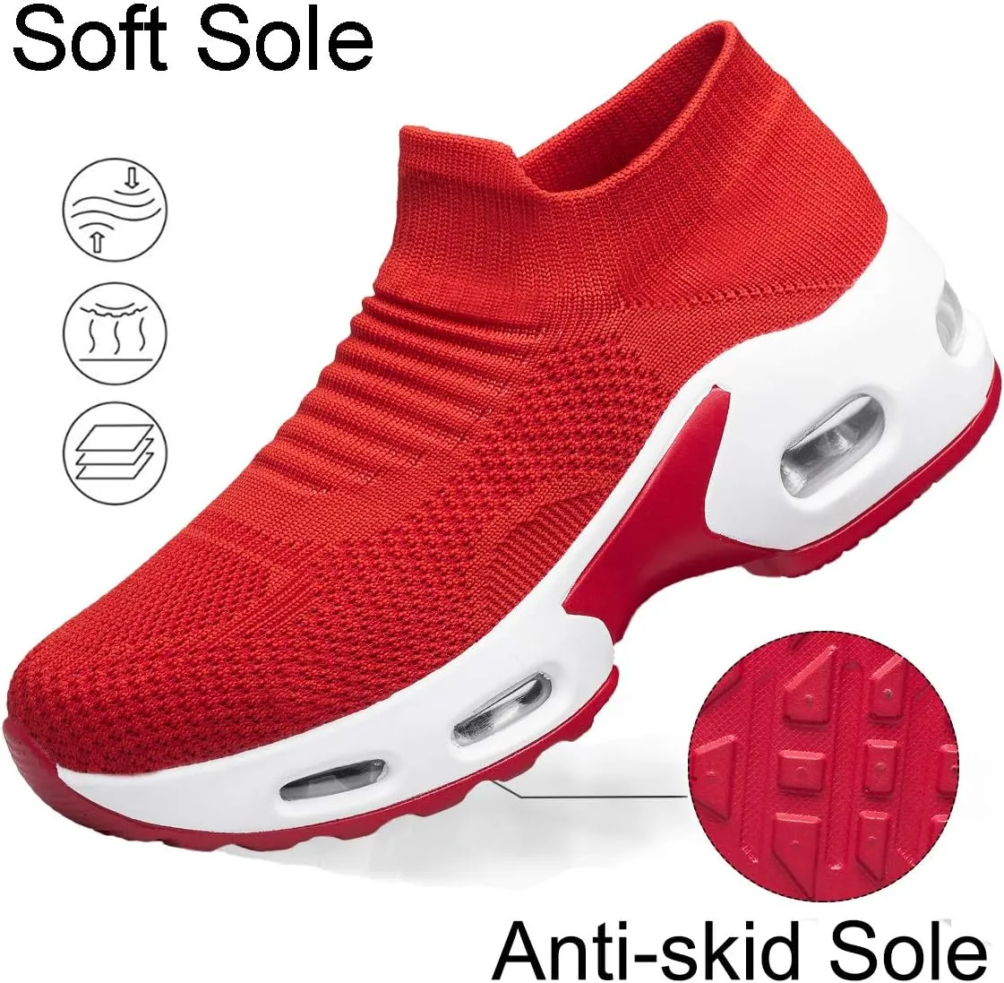 YHOON Women's Walking Shoes Slip-on - Sock Sneakers Ladies Nursing Work Air Cushion Mesh Casual Running Jogging Shoes