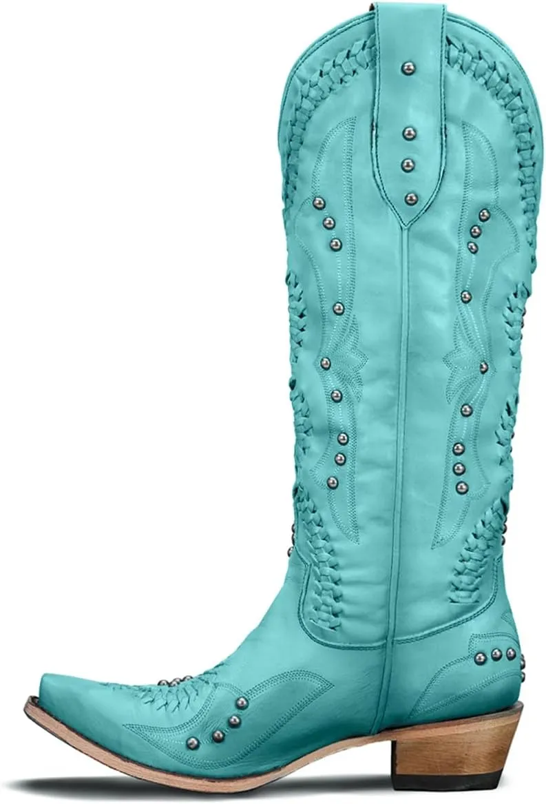 Yolkomo Cowboy Boots for Women Knee High Western Cowgirl Boots