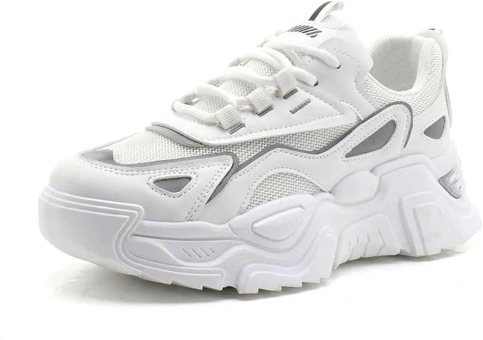 YYSPR Women's Fashion Platform Lace Up Sneakers Lightweight Walking Running Shoes