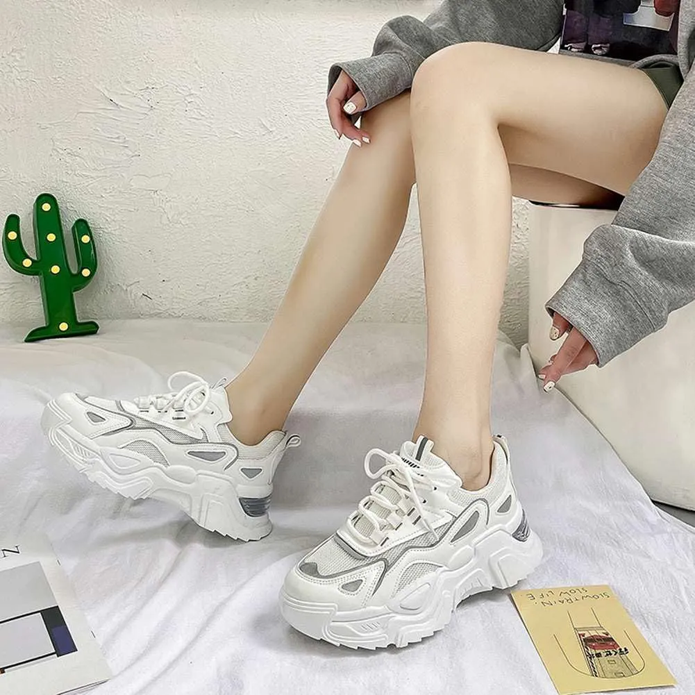 YYSPR Women's Fashion Platform Lace Up Sneakers Lightweight Walking Running Shoes