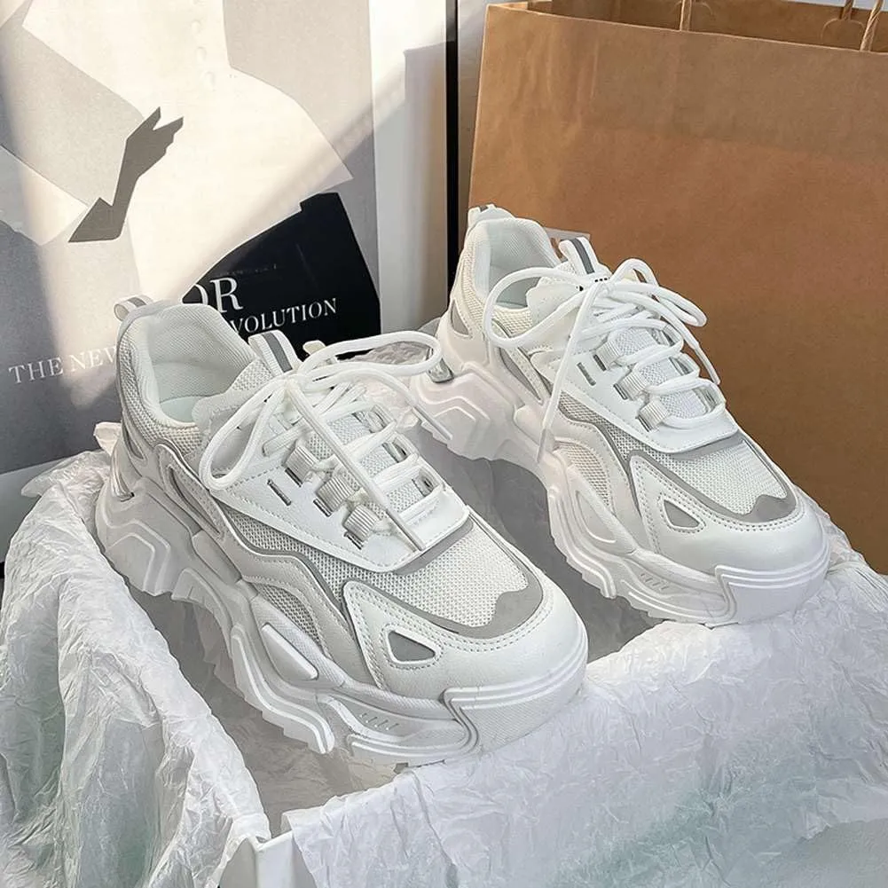 YYSPR Women's Fashion Platform Lace Up Sneakers Lightweight Walking Running Shoes