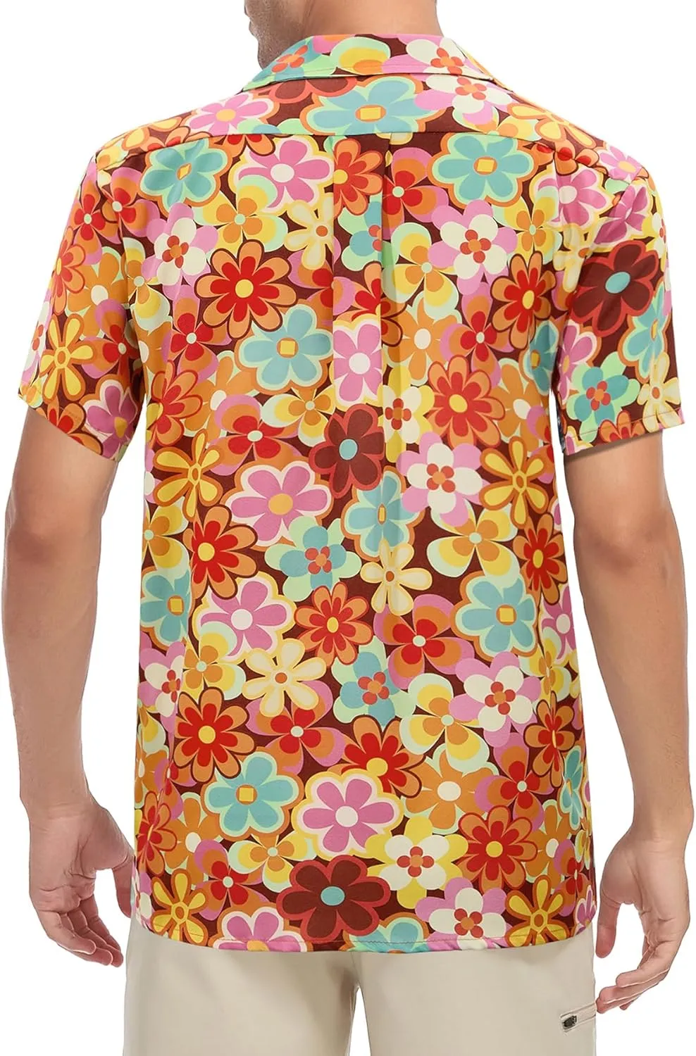 Zando 80s 90s Hawaiian Shirt for Men Short Sleeve 80s 90s Outfit Funny Hawaiian Shirts Party Disco Outfit